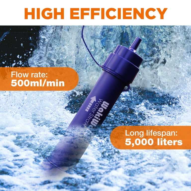 Simpure Filtered Water Bottle, Emergency Water Purifier with 4-Stage Integrated Filter Straw for Travel, Camping, Hiking, Backpacking, BPA Free, Size