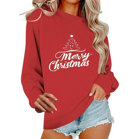 Mgmyaa Crewneck Sweatshirt for Women Christmas Printed Oversized Fall Winter Long Sleeve Top