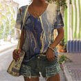 thumbnail image 1 of Fiudx Ofertas Del Día Camisetas Holgadas de Manga Corta con Cuello En V Informales con Estampado de Moda para Mujer, 1 of 5