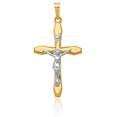 thumbnail image 5 of 14K Solid Two Tone Gold Inri Lord Jesus Christ Crucifix Latin Mexican Holy Cross Necklace Religious Chain Pendant Charm, 5 of 13
