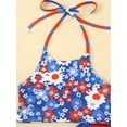 thumbnail image 5 of Toddler Baby Girl 4th of July Outfit Floral Print Sleeveless Halter Crop Vest Top with Flare Pants Set Patriotic Clothes, 5 of 9