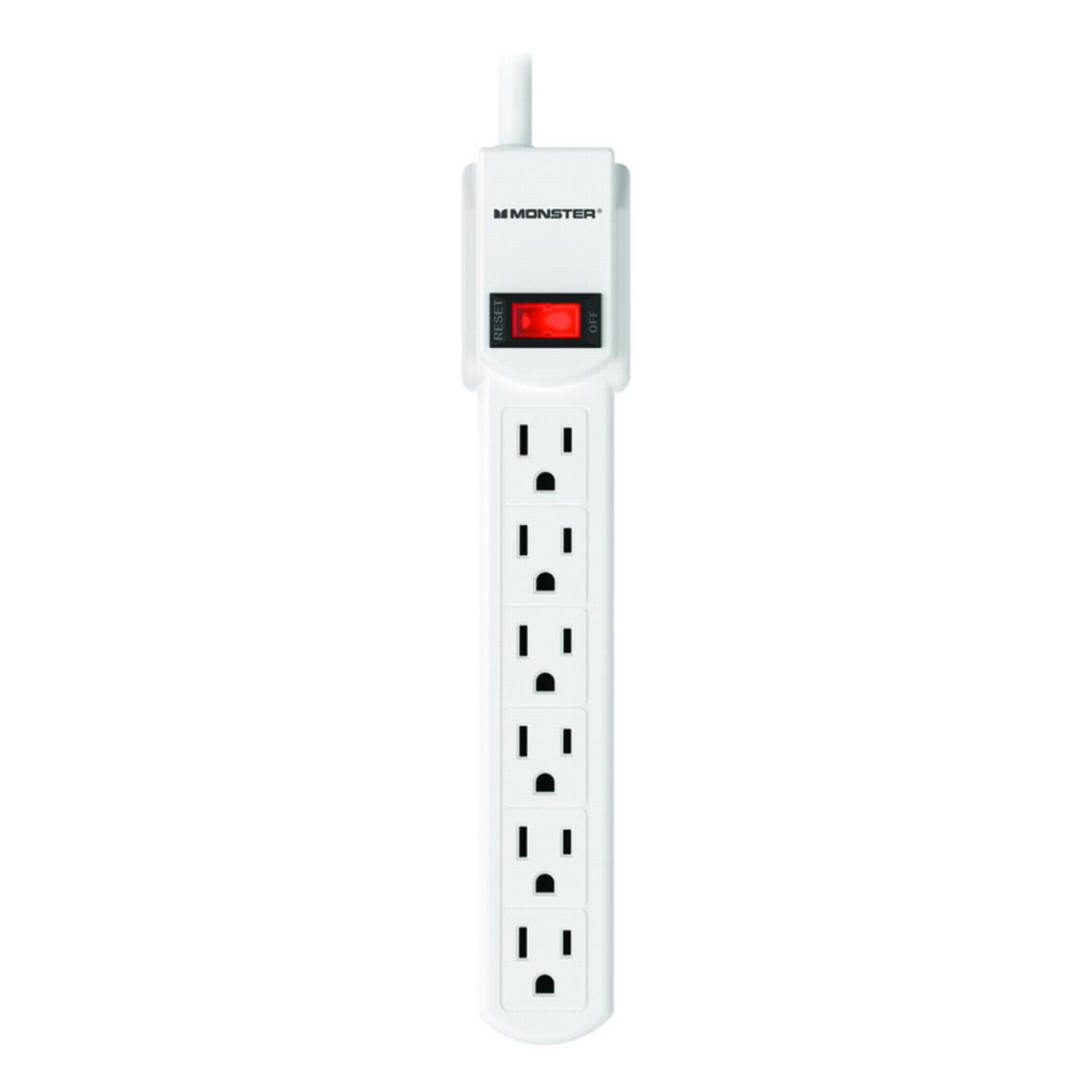Monster 3001091 3 ft. 6 Outlets Power Strip, White