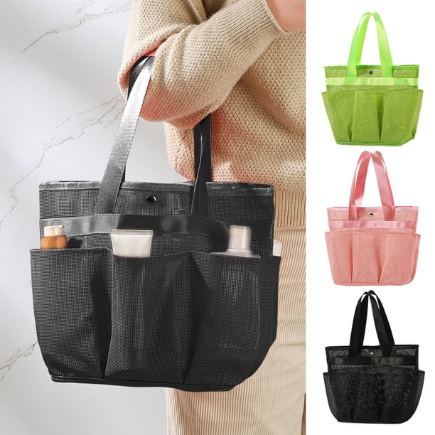 Organizador de carrito de ducha de malla, bolsa de almacenamiento de baño impermeable con asa reforzada, gran capacidad 35x25x14cm, diseño de malla abierta de secado rápido, multiusos para viajes y