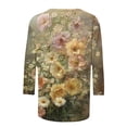 thumbnail image 4 of Viikei Stylish Everyday Women's Round Neck 3/4 Sleeve Top,Women Fashion Casual Printed Round Neck Three Quarter Sleeve 3/4 Sleeve T-shirt Loose Multicolor M, 4 of 5