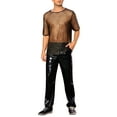 thumbnail image 2 of INSPIRE CHIC Mesh Sheer T-Shirt for Men's See Through Short Sleeves Party Shiny Tee Tops XL Golden Black, 2 of 4