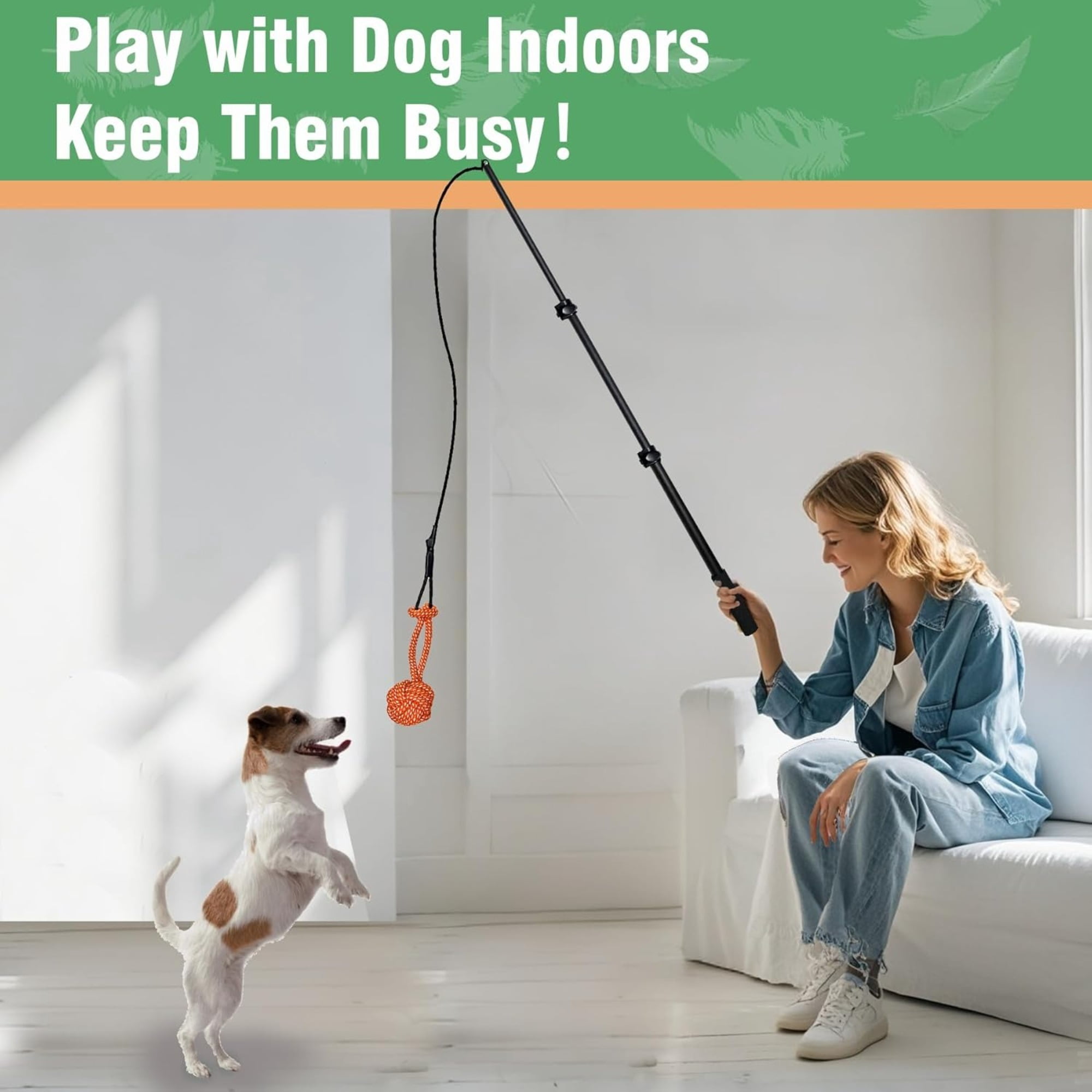 Becare pet  Heavy Duty Flirt Pole for Large Medium Small Dogs, Extendable Aluminum Alloy Dog Teaser Wand, Interactive Outdoor Training Exercise Toy