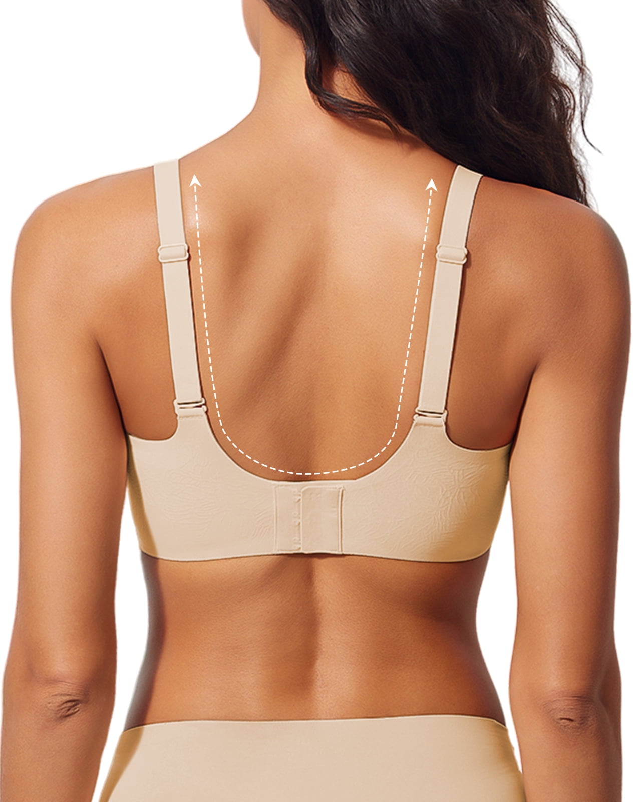 USEASY Seamless Bras for Women No Underwire Wireless Full Coverage Push Up Bralette Comfort Scalloped T-Shirt Bra