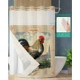 thumbnail image 2 of No Hook Shower Curtain with Snap in Liner, Farm Rooster Retro Animal Theme Hotel Shower Curtains for Bathroom, Washable Shower Curtain Liner Set with Mesh Top Window, 72"x96", 2 of 6