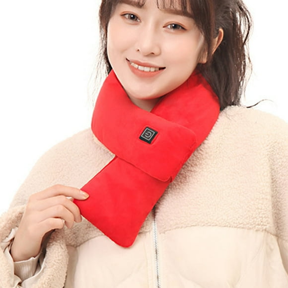 QTBIUQ Usb Smart Neck And Shoulder Winter Cold Protection And Warmth Men And Women Scarf Massage Heating Scarf Red,