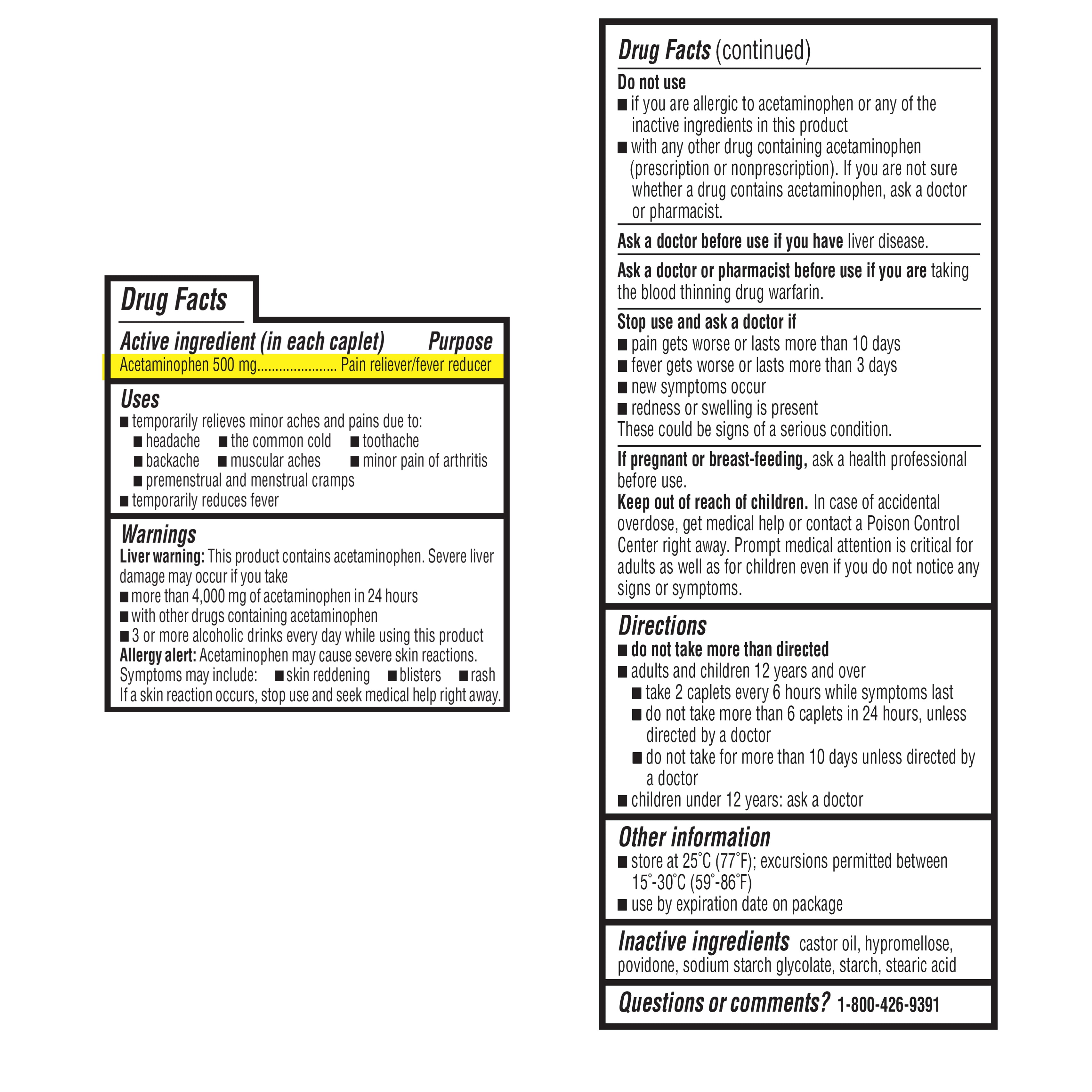 Quality Plus Extra Strength Acetaminophen Caplet 100ct
