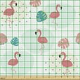 thumbnail image 2 of Ambesonne Tropical Fabric by the Yard Upholstery, Flamingos on Polka Dots, 1 Yard, Coral and Dark Seafoam, 2 of 5