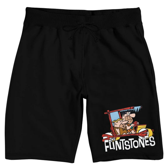 The Flintstones Car Men's Black Sleep Pajama Shorts-Small