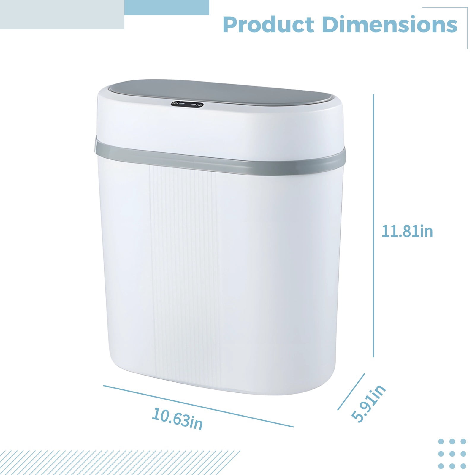 Touchless Slim Trash Can, Automatic Trash Can with Flip-up Lid, Motion Sensor Garbage Can for Tight Space Living Room Bedroom Bathroom Kitchen, White & Grey