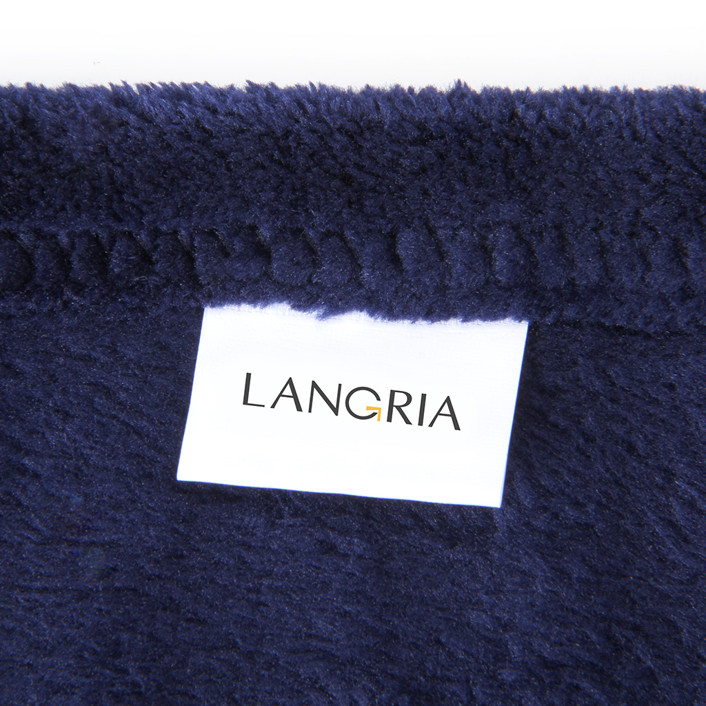LANGRIA Cozy Flannel Blanket Throw for Adults Kids Home Outdoor Travel, Polyester Microfiber, Wrinkle Resistant, Anti-Fade, 87"x95″, Navy Blue