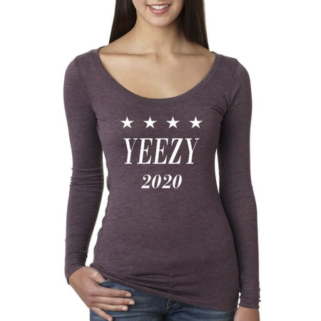 Trendy USA 1009 - Women's Long Sleeve T-Shirt Yeezy 2020 Presidential Candidate Kayne West 2XL Vintage