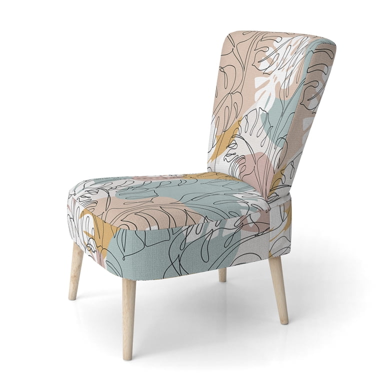 Designart "Tropical Monstera Leaves Silhouette And Line Art" Upholstered  Patterned Accent Chair and Arm Chair - Walmart.com