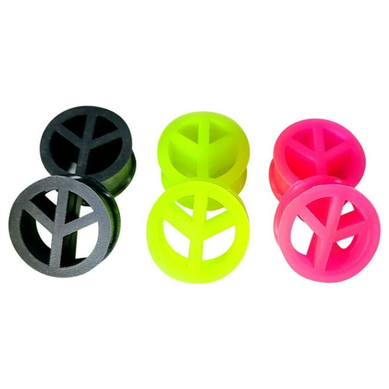 Acrylic Double Flared Saddle Multi Colored Peace Sign Ear Gauges Plugs Acrylic Double Flared Saddle Multi Colored Peace Sign Ear Gauges Plugs