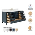 thumbnail image 3 of ARIEL 67" Midnight Blue Single Bathroom Vanity, 1.5" Edge Pure White Quartz Countertop & Splash, 1 Rectangular Sink, 2 Soft Closing Doors, 9 Full Extension Dovetail Drawers, Satin Brass, 3 of 8