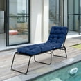 thumbnail image 3 of Topbuy Patio Chaise Lounge Cushion Recliner Quilted Thick Padded Seat Cushion w/Ties Navy, 3 of 7