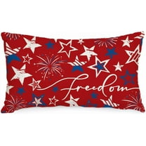 4th of July Pillow Covers 12x20 Inch Stars Firework Freedom Decor Patriotic Holiday Pillow Case Independence Memorial Day Decorations for Home Sofa Couch(Red) AA521-12