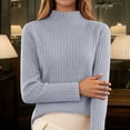 thumbnail image 2 of Women's Casual Long Sleeve Turtleneck Pullover Sweaters Ribbed Knit Women's Grey Sweater Soft Womens Cozy Sweaters, 2 of 4