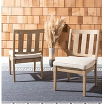 SAFAVIEH Couture Dominica Eucalyptus Wood Outdoor Dining Chair - Set of 2, Natural/White