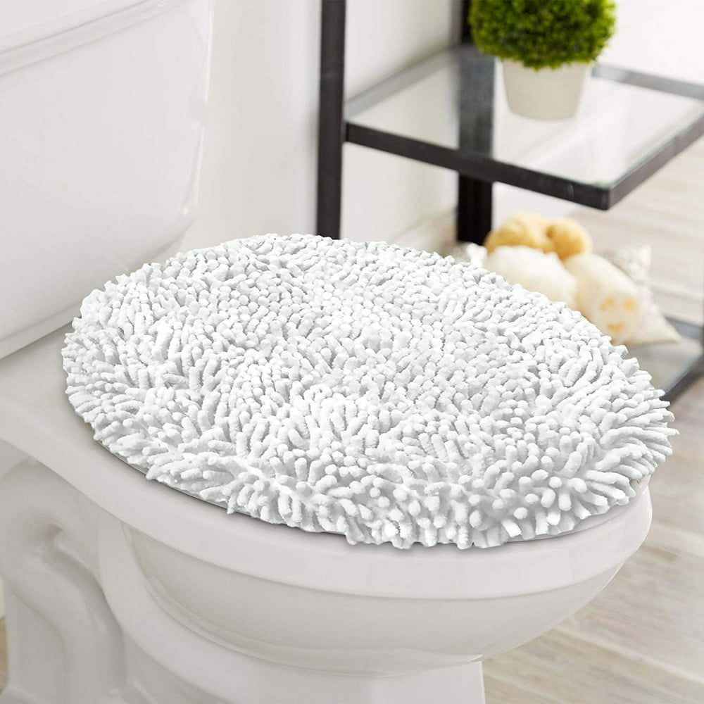 LuxUrux Toilet Lid Cover, ExtraSoft Plush Seat Cloud Washable Shaggy