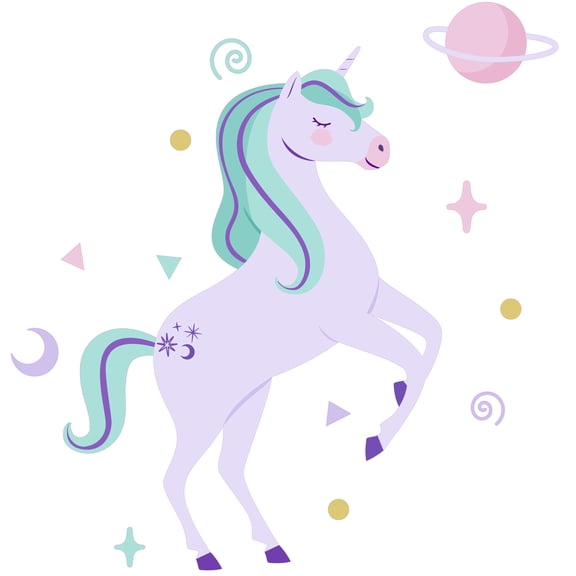 Home Living Room 20" x 20" Legendary Unicorn Art Decoration Multicolored Shapes Patterns Art Design Removable Vinyl Wall Decal - Kids Bedroom Nursery Fantasy Fairytale Themed Wall DÃ©cor Sticker