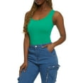 thumbnail image 2 of Womens Ribbed Knit Seamless Scoop Neck Sleeveless Bodysuit, 2 of 3