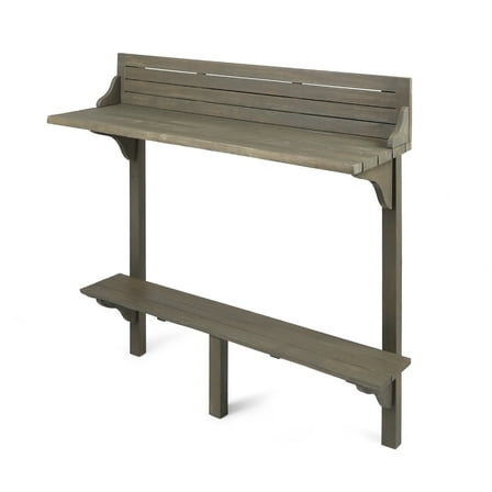BenJara Outdoor Balcony Bar Table, Slim Design Gray Wood Frame, 50 Inch