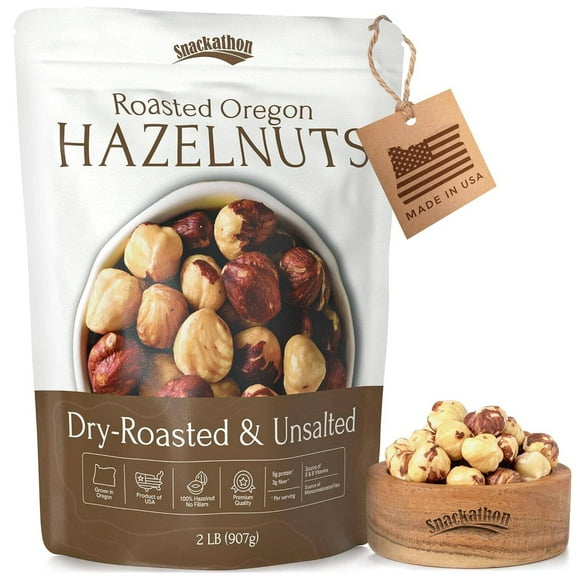 Snackathon Oregon Hazelnuts, Dry Roasted Unsalted (Various Sizes)