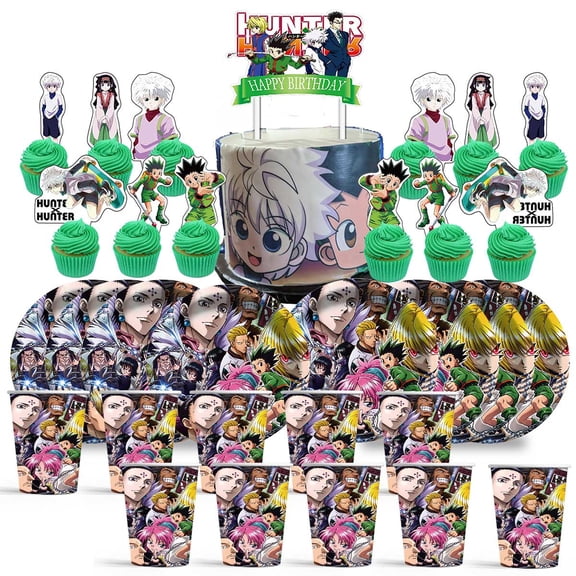 HUNTER×HUNTER Birthday Cups Party Supplies Plates Decorations Cake Topper Decor