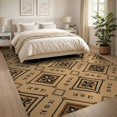 thumbnail image 3 of ODIKA 8'x10' Tan Diamond Floral Medallion Washable Area Rug Geometric Lattice Design With Ornate Botanical Motifs And Decorative Durable, Non-Slip for Living Room, Under Sectional, Family, 3 of 7