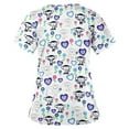 thumbnail image 3 of Pompotops Women Short Sleeve V-neck Tops Uniform Printed Pockets Blouse Nursing, 3 of 4