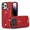 Red, variant on Wallet style phone case suitable for Samsung A50 phone case with card clip, adjustable anti slip finger clip ring, scratch resistant leather protective cover