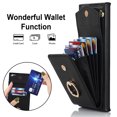 thumbnail image 4 of Wallet Case for Samsung Galaxy Note 20 Ultra, Back Card Slots/Bag Magnetic Button Ring Holder Stand Cover with RFID Blocking Wrist Hand Strap Luxury PU Leather Anti-Shocks Case,Black, 4 of 9
