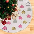 thumbnail image 3 of FMSHPON Gold Pink Hearts Wedding Valentines Love Xmas Christmas Tree Skirt Stand Mat for Holiday Party Decoration Indoor Outdoor 48 inches, 3 of 6