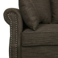 thumbnail image 5 of Noble House Viewland Fabric Pillowback 3 Seater Sofa with Nailhead Trim, Brown and Dark Brown, 5 of 7