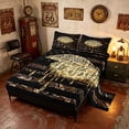 thumbnail image 2 of Manfei Camo Football US Flag Bed Sheets, Drip Sports Full Size Sheets, Brown Black, Black Reversible 4-Piece (1 Flat Sheet, 1 Fitted Sheet and 2 Pillowcases), 2 of 6