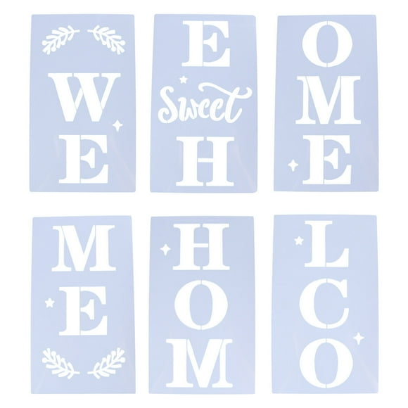 FUTUREORYY 6pcs Welcome Home Painting Stencils Template For Diy Wall Art Sign Stencils For Front Porch And Door Decor