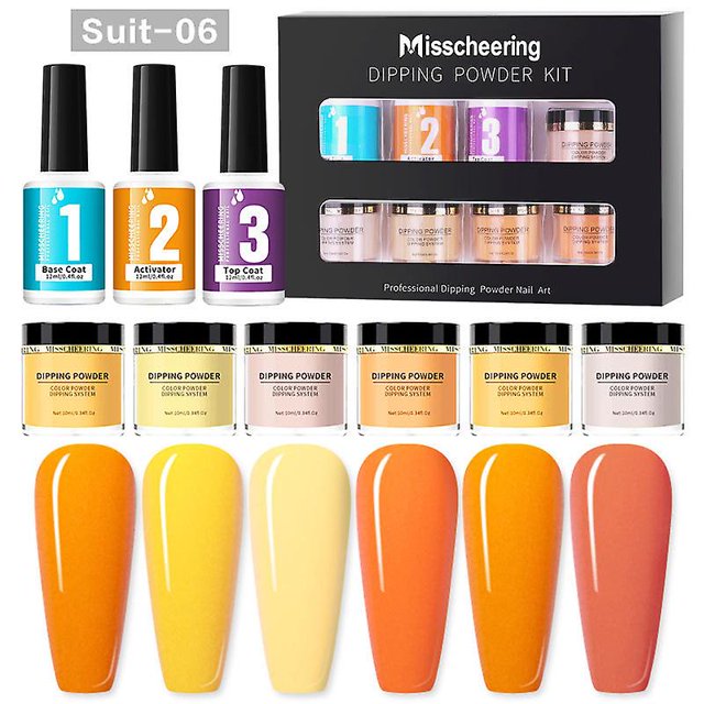 Dip Powder Nail Kit, 6 colores Nude Purple Blue Nail Dipping Powder Set Diy Salon Nail Art Manicure Kuyhfg Bienvenido a Kuyhfg