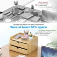 thumbnail image 5 of Bamboo Desk Drawer Organizer, Large Desktop Organizer with Drawers Tabletop Storage Organization Box for Office Home Toiletries Supplies Vanity, No Assembly Required (2 Drawer with Shelf), 5 of 7