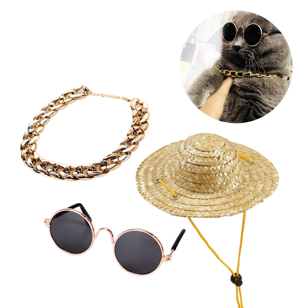 LOLIPPYY 3pcs Pet Costume Accessories Retro Dog Fashion Ornament Gold Assorted to School