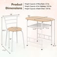 thumbnail image 3 of Costway 3 Piece Dining Set Table 2 Chairs Home Kitchen Breakfast Furniture, 3 of 10