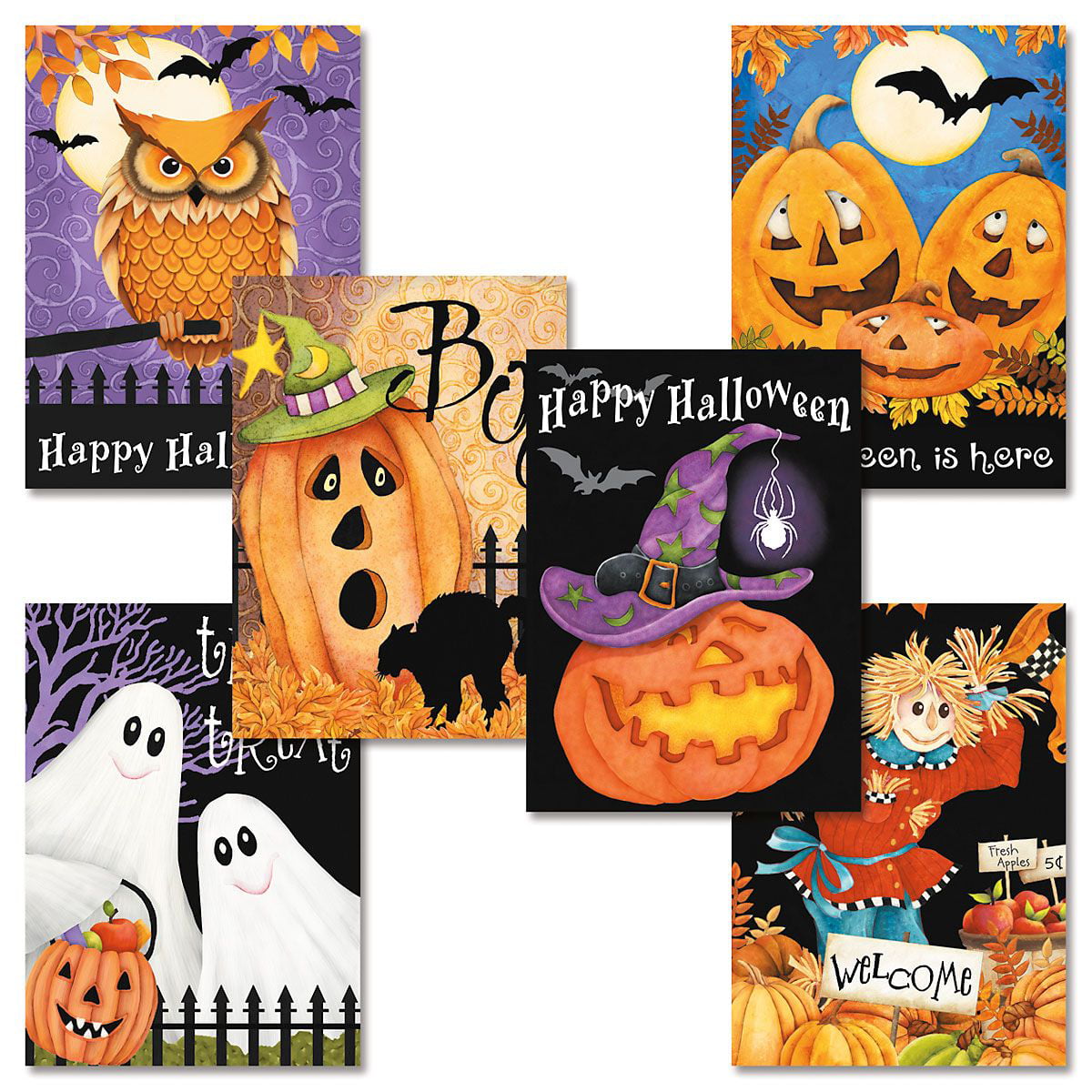 Pack/LOT of 6 Halloween Cards w/ Envelopes-Incredible value