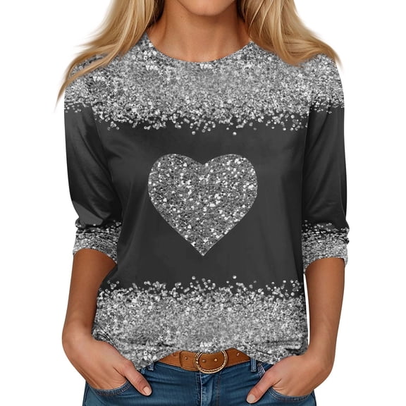 TRUBKH Valentines Day Plus Size Shirts Valentines Day Tops for Women Plus Size Blouse Women Fall Tops Boho Tops V Neck T Shirts for Women Red Valentines Shirt Black L