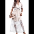 thumbnail image 1 of Vestido de Novia de Encaje Floral con Cuello en V y Corta para Mujer, Vestido para Dama de , Cóctel o Fiesta S, 1 of 10