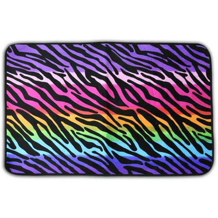 Faux Zebra Print Rug - Your Zone Rainbow Zebra Faux Mink Rectangular Rug, multi-color, 30 x 46