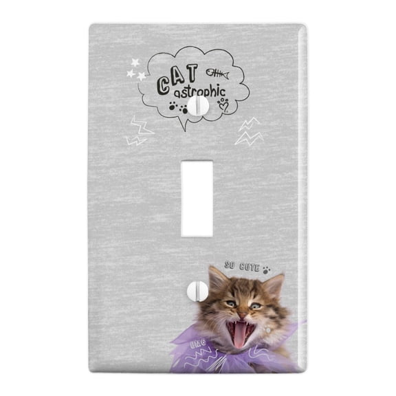 So Cute Cat Kitten Catastrophic Plastic Wall Decor Toggle Light Switch Plate Cover
