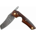 thumbnail image 5 of Handmade Real Damascus Steel Cigar Cutter Rose-Wood Handle Comes with Leather Sheath, 5 of 7